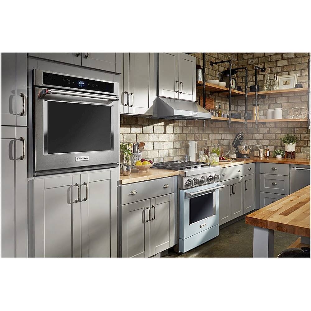 Alt View 15. KitchenAid - 4.1 Cu. Ft. Freestanding Dual-Fuel True Convection Range with Self-Cleaning - Misty Blue.