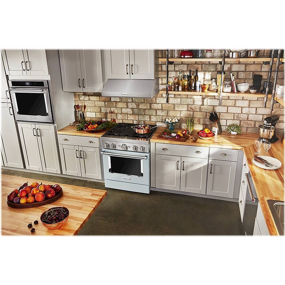 Alt View 16. KitchenAid - 4.1 Cu. Ft. Freestanding Dual-Fuel True Convection Range with Self-Cleaning - Misty Blue.