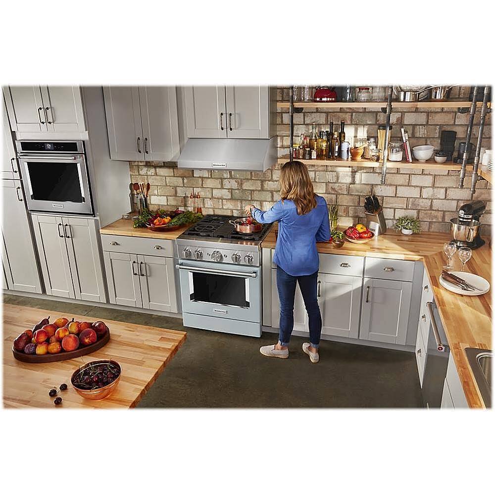 Alt View 17. KitchenAid - 4.1 Cu. Ft. Freestanding Dual-Fuel True Convection Range with Self-Cleaning - Misty Blue.