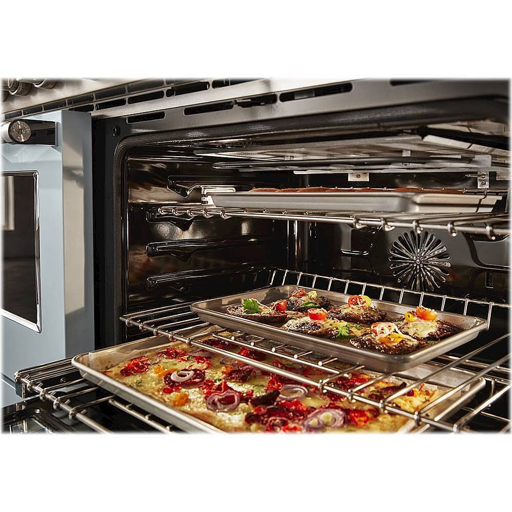 Alt View 17. KitchenAid - 6.3 Cu. Ft. Freestanding Double Oven Gas True Convection Range with Self-Cleaning and Griddle - Misty Blue.