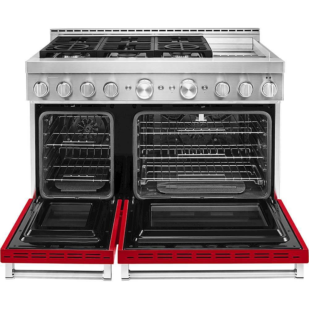 Alt View 14. KitchenAid - 6.3 Cu. Ft. Freestanding Double Oven Gas True Convection Range with Self-Cleaning and Griddle - Passion Red.