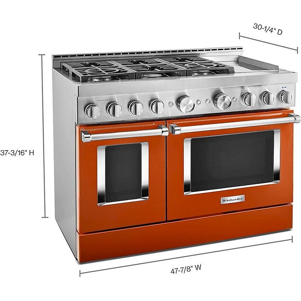 Alt View 11. KitchenAid - 6.3 Cu. Ft. Freestanding Double Oven Gas True Convection Range with Self-Cleaning and Griddle - Scorched Orange.