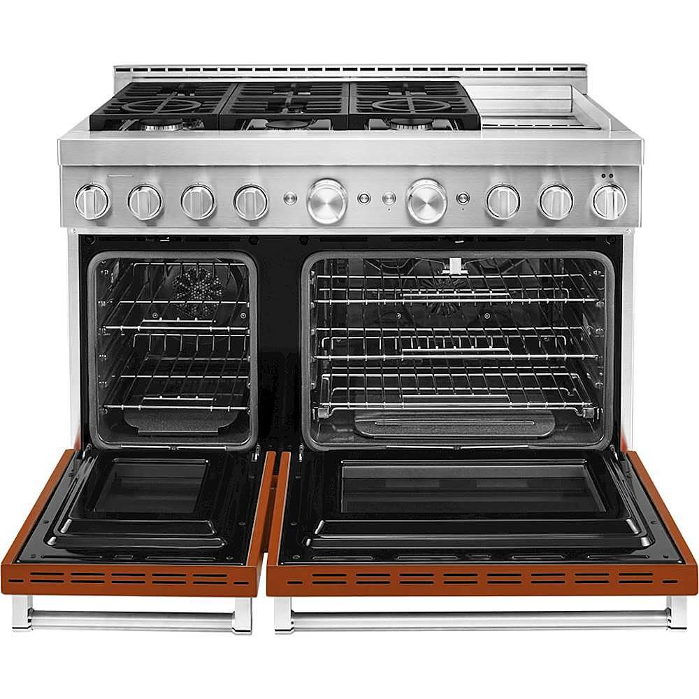 Alt View 13. KitchenAid - 6.3 Cu. Ft. Freestanding Double Oven Gas True Convection Range with Self-Cleaning and Griddle - Scorched Orange.