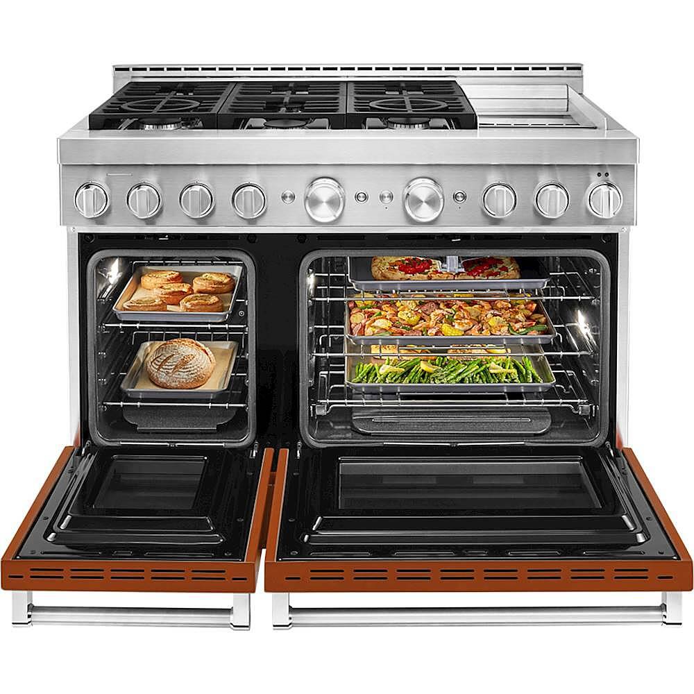 Alt View 14. KitchenAid - 6.3 Cu. Ft. Freestanding Double Oven Gas True Convection Range with Self-Cleaning and Griddle - Scorched Orange.