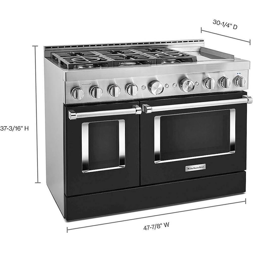 Alt View 11. KitchenAid - 6.3 Cu. Ft. Freestanding Double Oven Gas True Convection Range with Self-Cleaning and Griddle - Imperial Black.