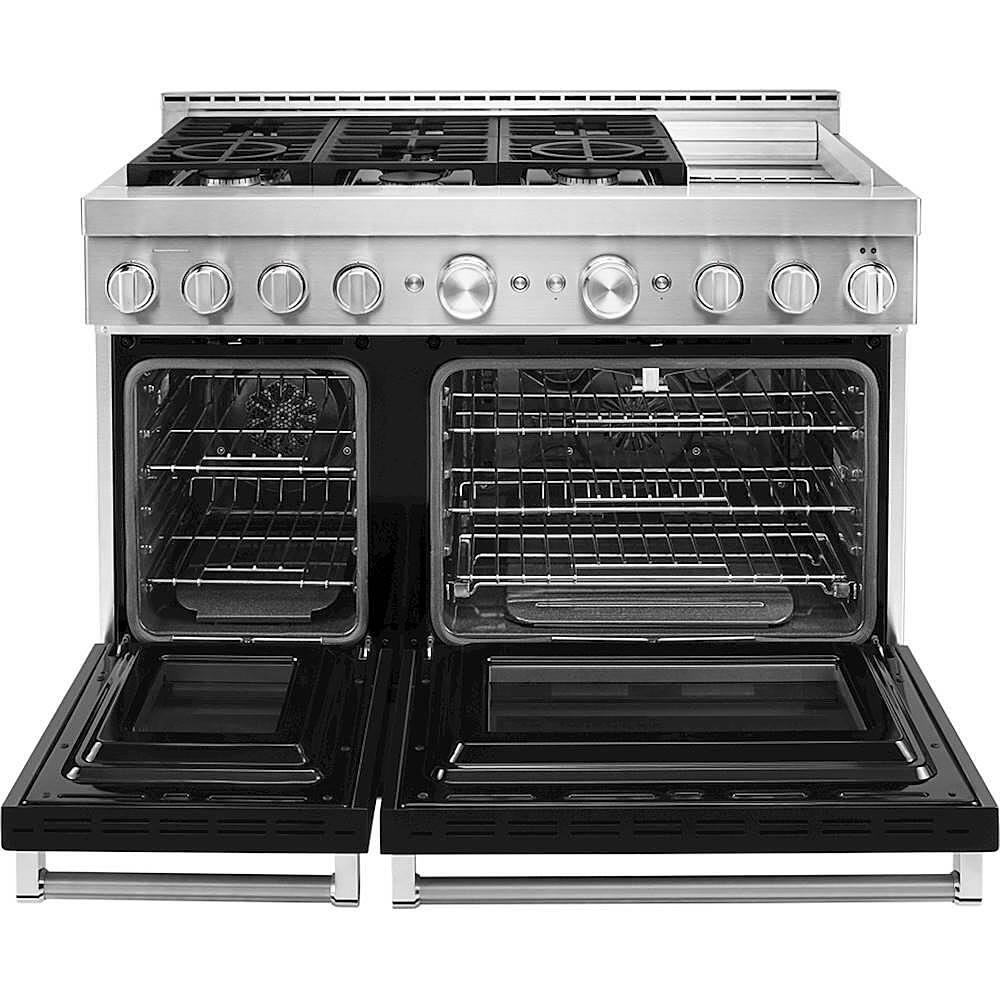 Alt View 13. KitchenAid - 6.3 Cu. Ft. Freestanding Double Oven Gas True Convection Range with Self-Cleaning and Griddle - Imperial Black.