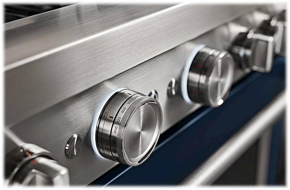 Alt View 11. KitchenAid - 6.3 Cu. Ft. Freestanding Double Oven Gas True Convection Range with Self-Cleaning and Griddle - Ink Blue.