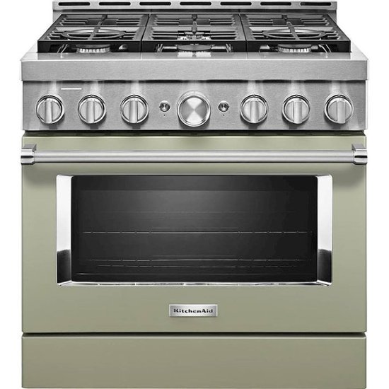 Front. KitchenAid - Commercial-Style 5.1 Cu. Ft. Slide-In Gas True Convection Range with Self-Cleaning - Avocado Cream.