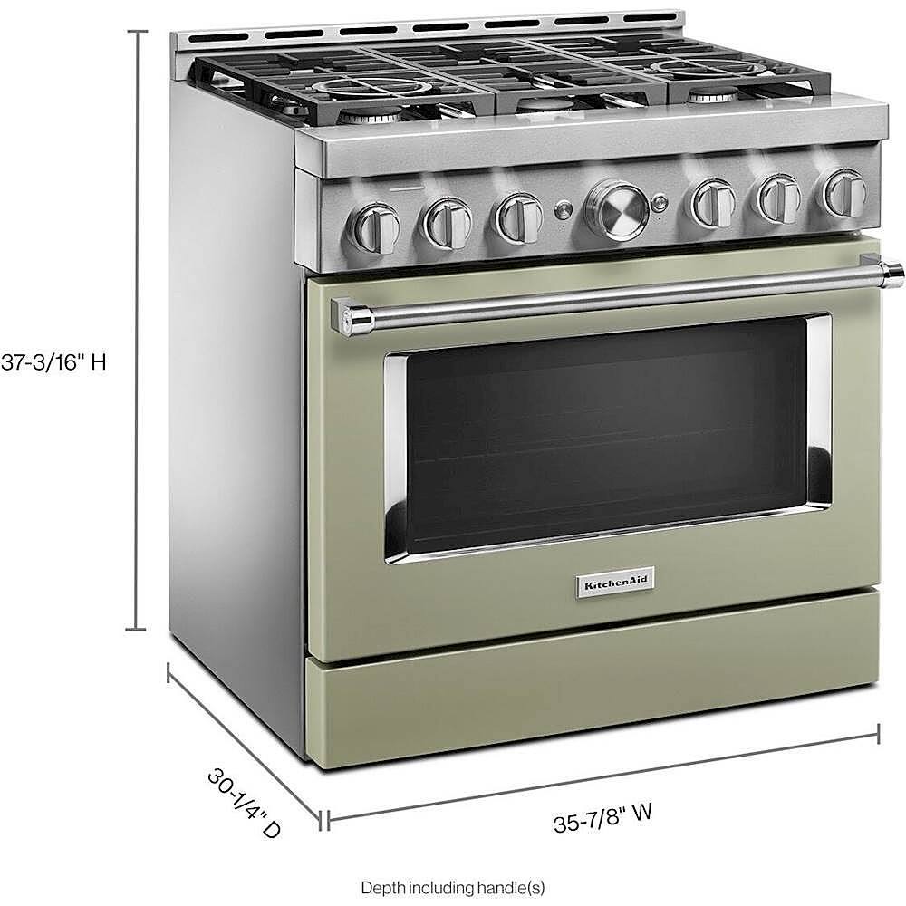 Alt View 12. KitchenAid - Commercial-Style 5.1 Cu. Ft. Slide-In Gas True Convection Range with Self-Cleaning - Avocado Cream.