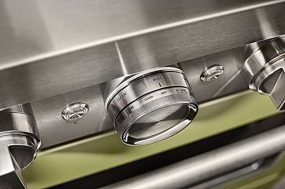 Alt View 18. KitchenAid - Commercial-Style 5.1 Cu. Ft. Slide-In Gas True Convection Range with Self-Cleaning - Avocado Cream.