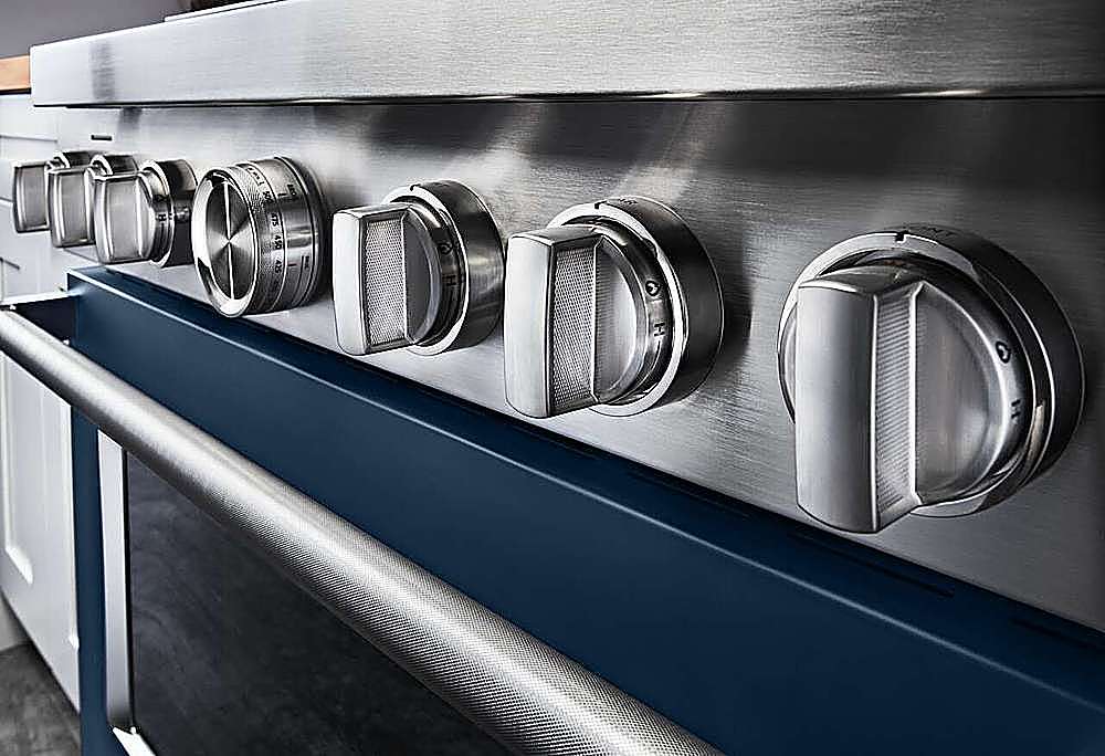 Alt View 17. KitchenAid - Commercial-Style 5.1 Cu. Ft. Slide-In Gas True Convection Range with Self-Cleaning - Ink Blue.