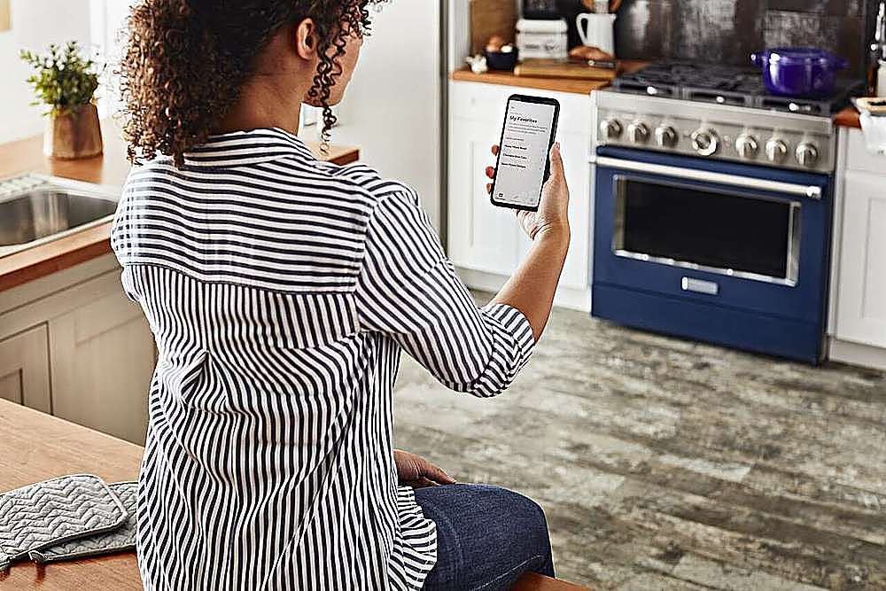 Alt View 21. KitchenAid - Commercial-Style 5.1 Cu. Ft. Slide-In Gas True Convection Range with Self-Cleaning - Ink Blue.