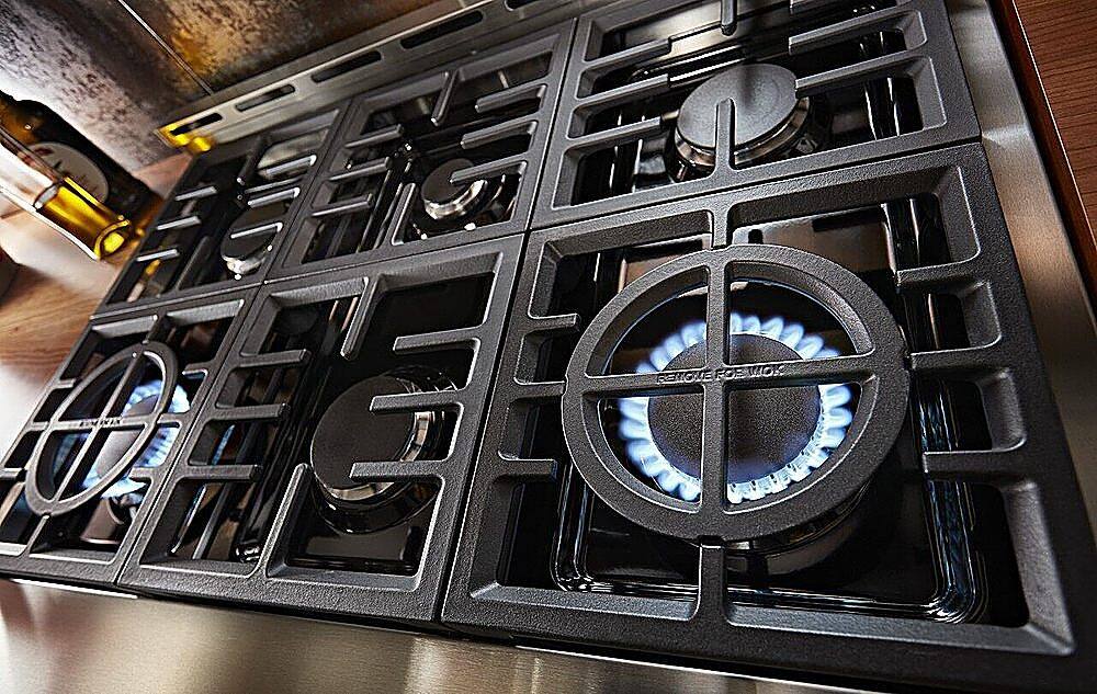 Alt View 17. KitchenAid - Commercial-Style 5.1 Cu. Ft. Slide-In Gas True Convection Range with Self-Cleaning - Milkshake.