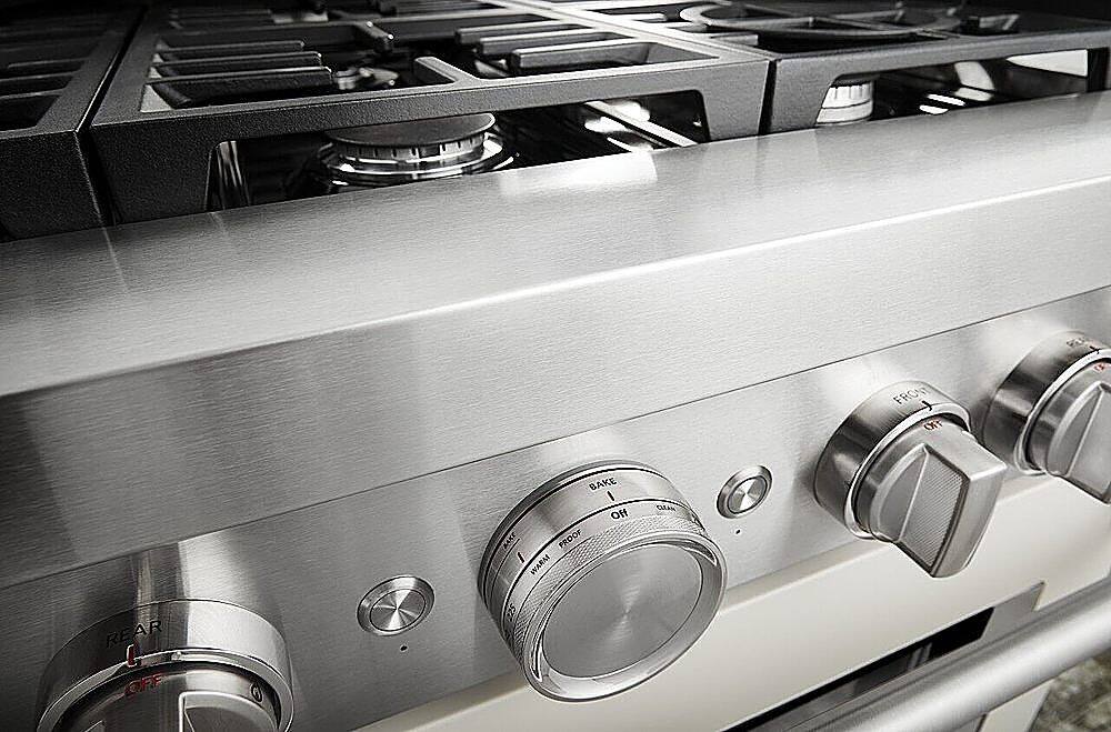 Alt View 22. KitchenAid - Commercial-Style 5.1 Cu. Ft. Slide-In Gas True Convection Range with Self-Cleaning - Milkshake.