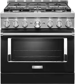 KitchenAid - Commercial-Style 5.1 Cu. Ft. Slide-In Gas True Convection Range with Self-Cleaning - Imperial Black