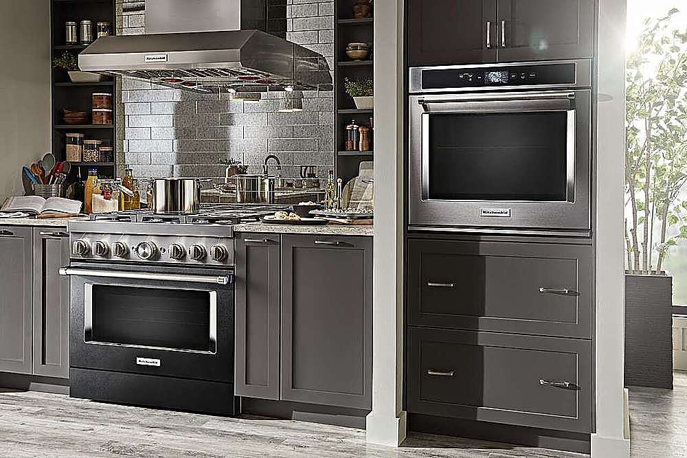 Alt View 19. KitchenAid - Commercial-Style 5.1 Cu. Ft. Slide-In Gas True Convection Range with Self-Cleaning - Imperial Black.
