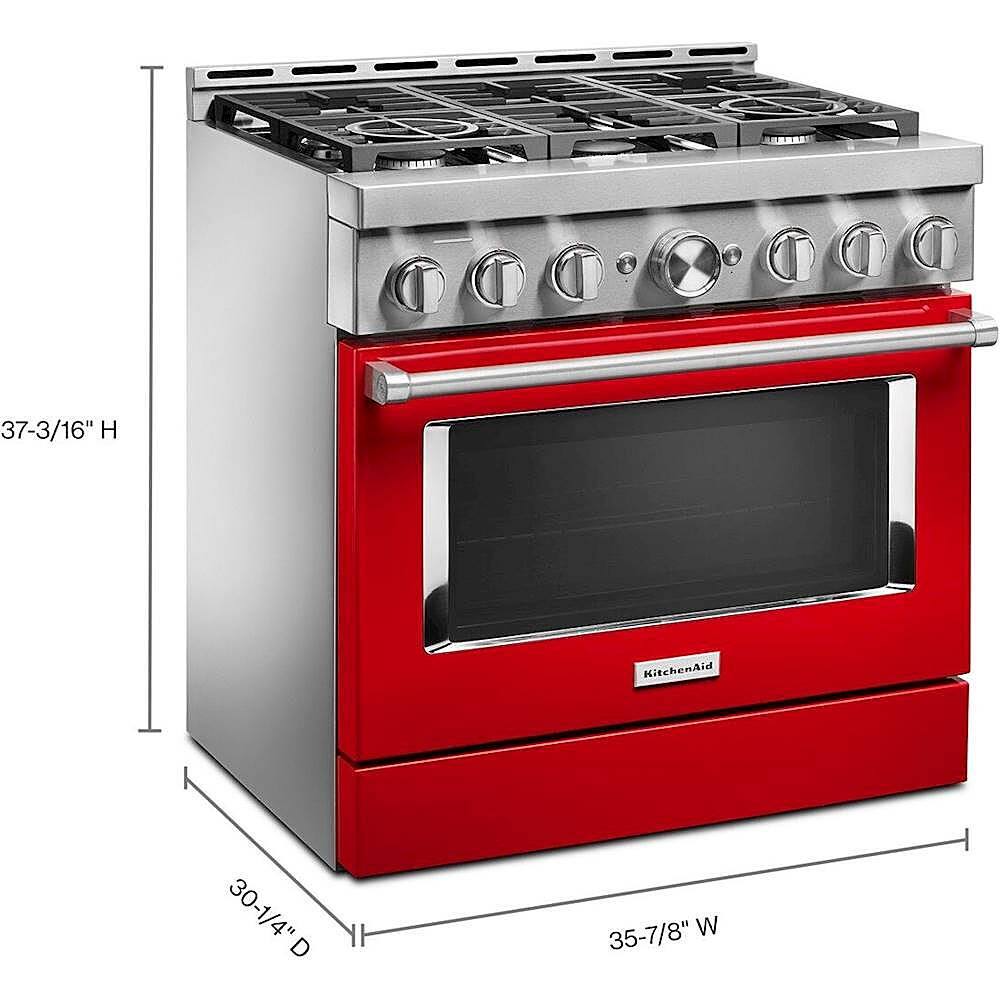 Alt View 11. KitchenAid - Commercial-Style 5.1 Cu. Ft. Slide-In Gas True Convection Range with Self-Cleaning - Passion Red.
