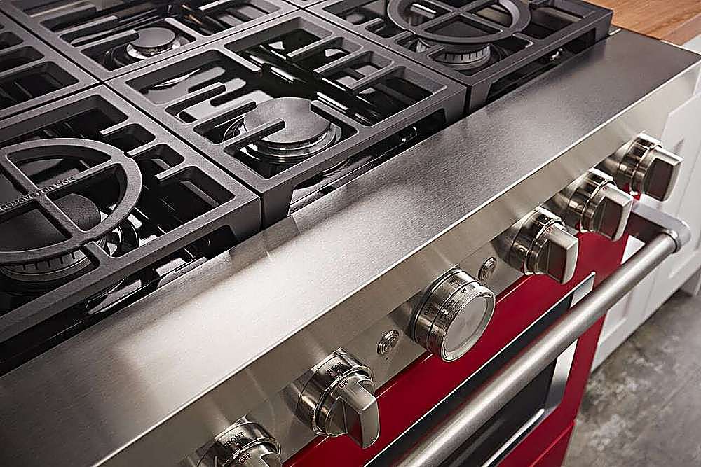 Alt View 18. KitchenAid - Commercial-Style 5.1 Cu. Ft. Slide-In Gas True Convection Range with Self-Cleaning - Passion Red.