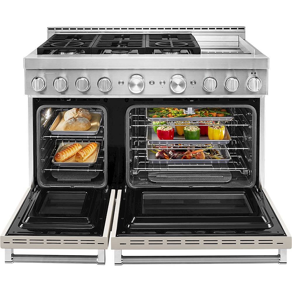 Alt View 14. KitchenAid - 6.3 Cu. Ft. Freestanding Double Oven Gas True Convection Range with Self-Cleaning and Griddle - Milkshake.