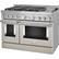 Left. KitchenAid - 6.3 Cu. Ft. Freestanding Double Oven Gas True Convection Range with Self-Cleaning and Griddle - Milkshake.