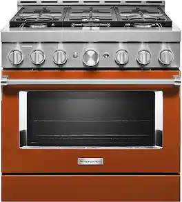 KitchenAid - Commercial-Style 5.1 Cu. Ft. Slide-In Gas True Convection Range with Self-Cleaning - Scorched Orange