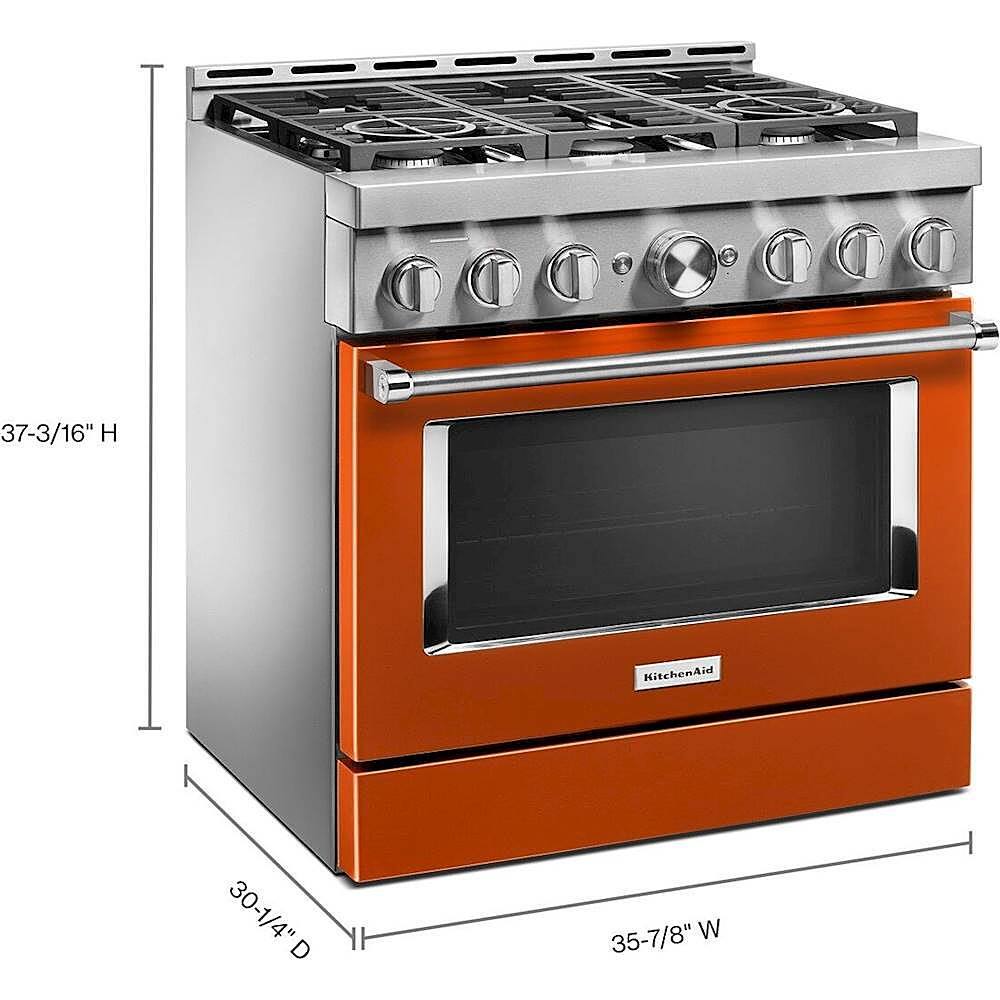 Alt View 11. KitchenAid - Commercial-Style 5.1 Cu. Ft. Slide-In Gas True Convection Range with Self-Cleaning - Scorched Orange.