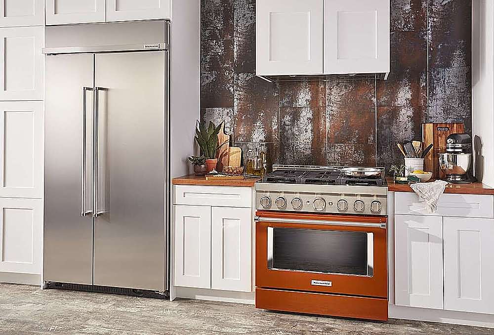 Alt View 26. KitchenAid - Commercial-Style 5.1 Cu. Ft. Slide-In Gas True Convection Range with Self-Cleaning - Scorched Orange.