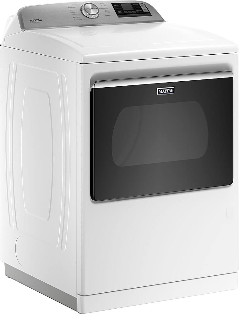 Angle. Maytag - 7.4 Cu. Ft. Smart Gas Dryer with Steam and Extra Power Button - White.