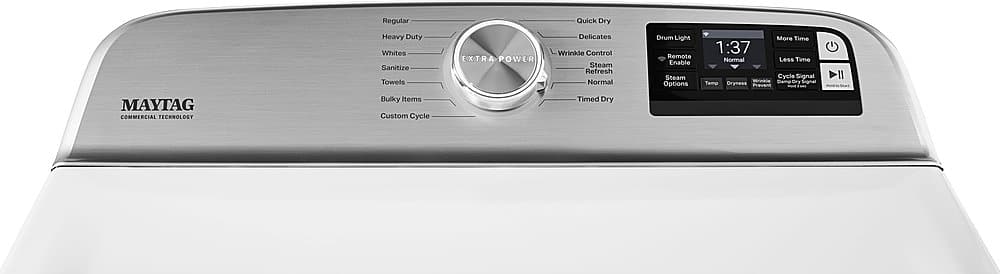 Alt View 1. Maytag - 7.4 Cu. Ft. Smart Gas Dryer with Steam and Extra Power Button - White.