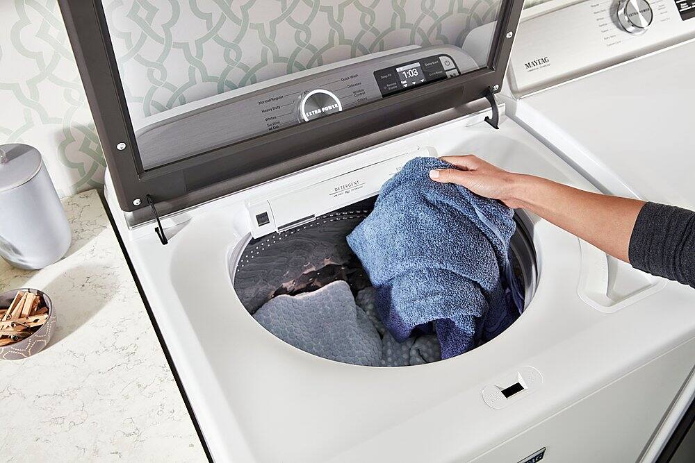 Alt View 20. Maytag - 7.4 Cu. Ft. Smart Gas Dryer with Steam and Extra Power Button - White.