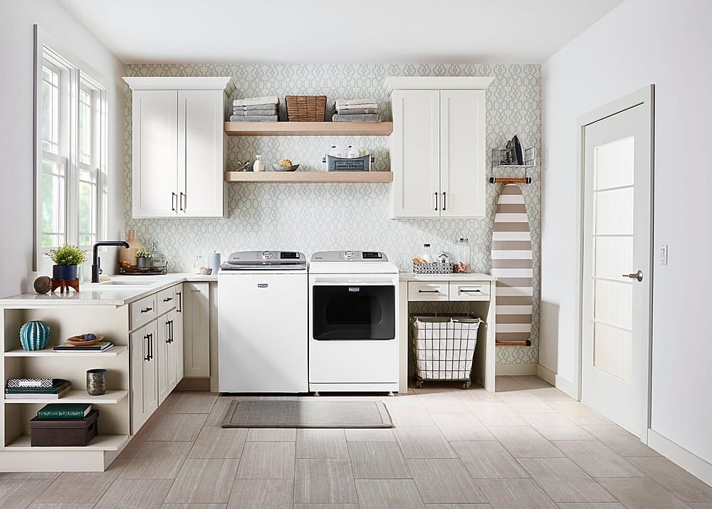 Alt View 24. Maytag - 7.4 Cu. Ft. Smart Gas Dryer with Steam and Extra Power Button - White.