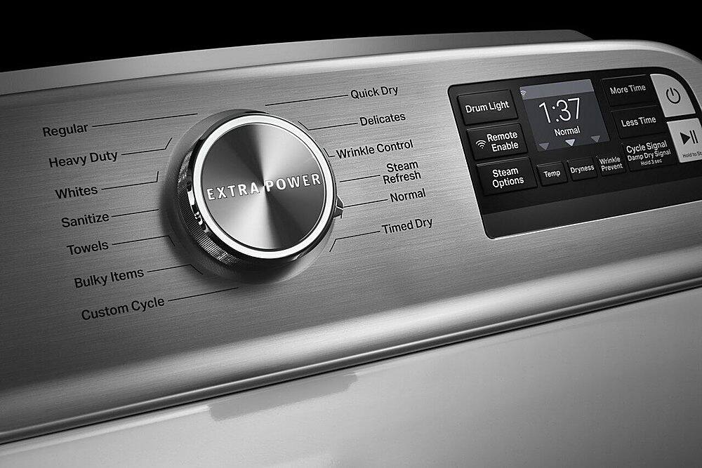 Alt View 3. Maytag - 7.4 Cu. Ft. Smart Gas Dryer with Steam and Extra Power Button - White.