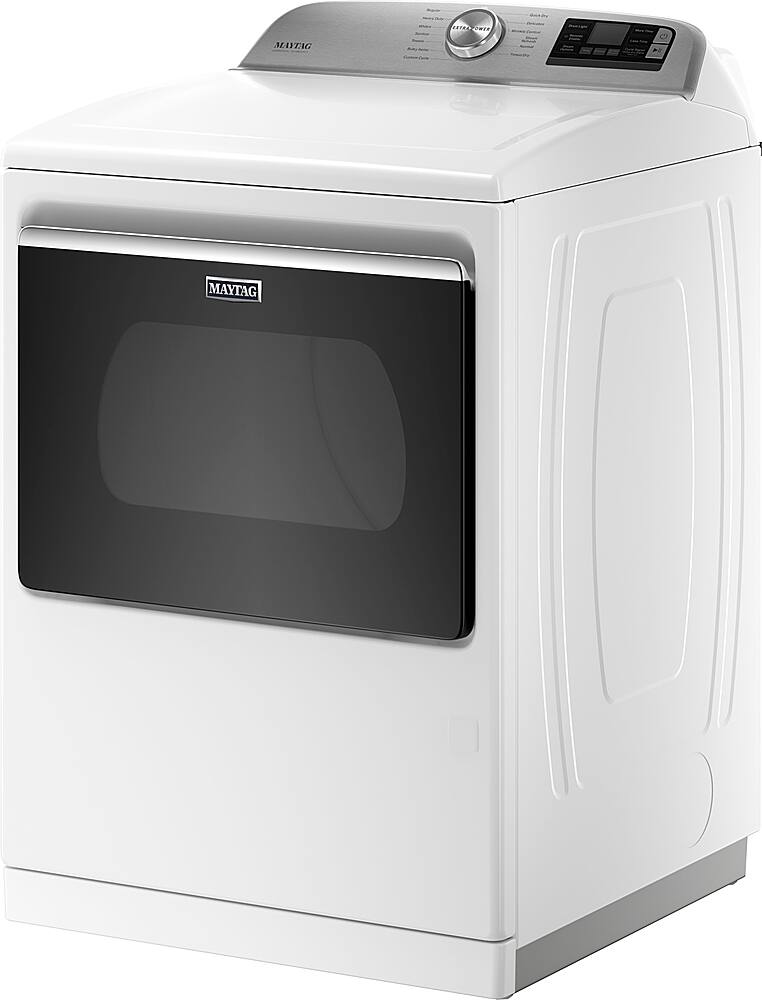 Left. Maytag - 7.4 Cu. Ft. Smart Gas Dryer with Steam and Extra Power Button - White.