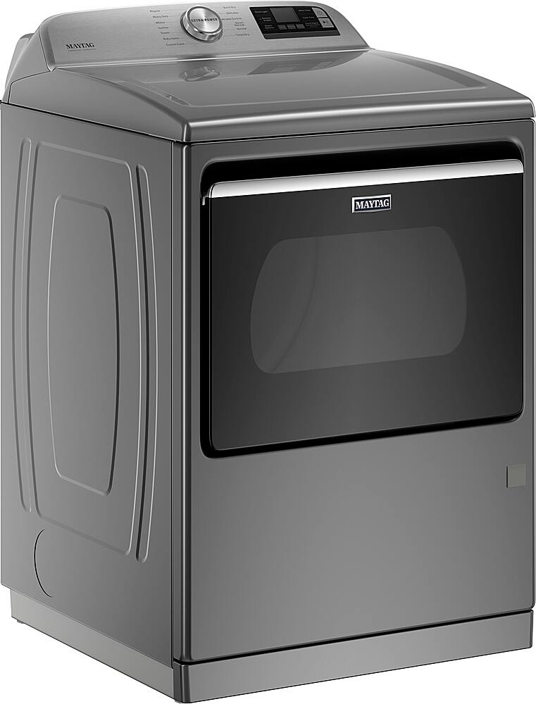 Angle. Maytag - 7.4 Cu. Ft. Smart Gas Dryer with Steam and Extra Power Button - Metallic Slate.