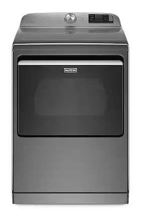 Front. Maytag - 7.4 Cu. Ft. Smart Gas Dryer with Steam and Extra Power Button - Metallic Slate.