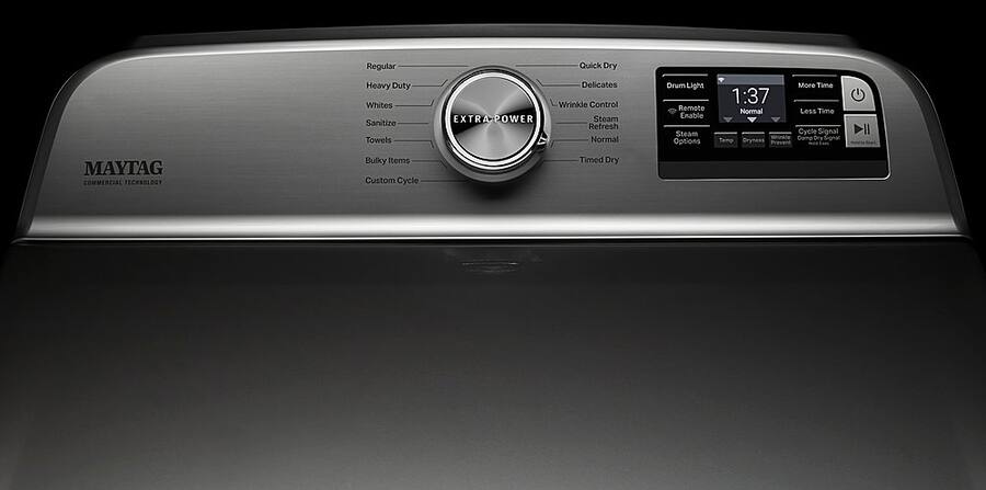Cycle Heating Button Maytag 7.4 Cu. Ft. Smart Gas Dryer with Steam and Extra Power Button ...