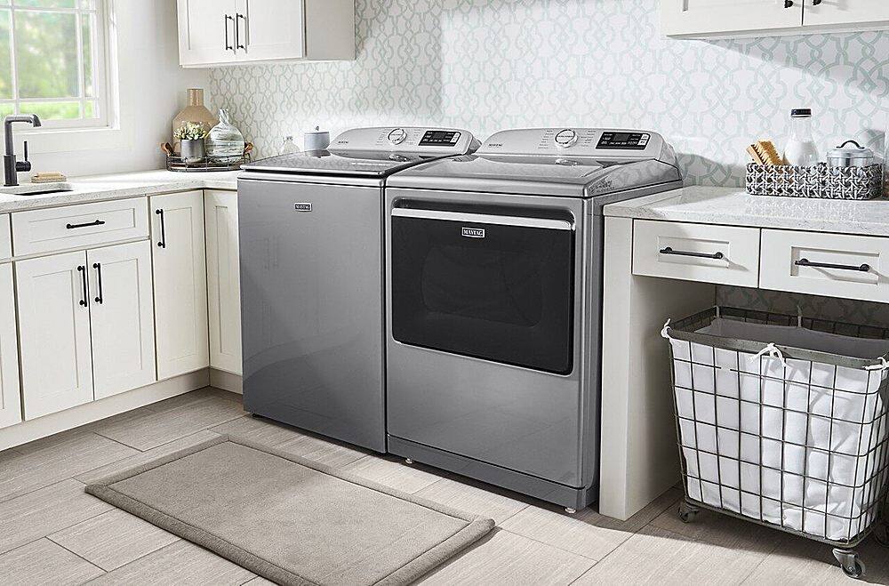 Alt View 20. Maytag - 7.4 Cu. Ft. Smart Gas Dryer with Steam and Extra Power Button - Metallic Slate.