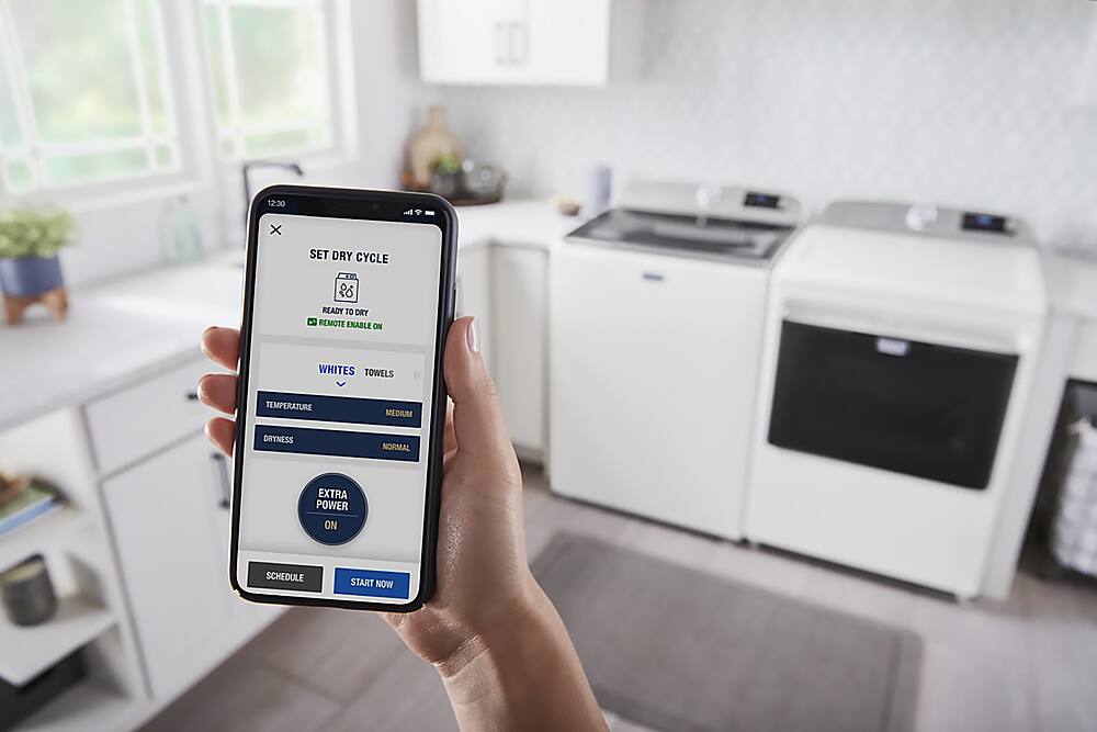 Alt View 12. Maytag - 7.4 Cu. Ft. Smart Electric Dryer with Extra Power Button - White.