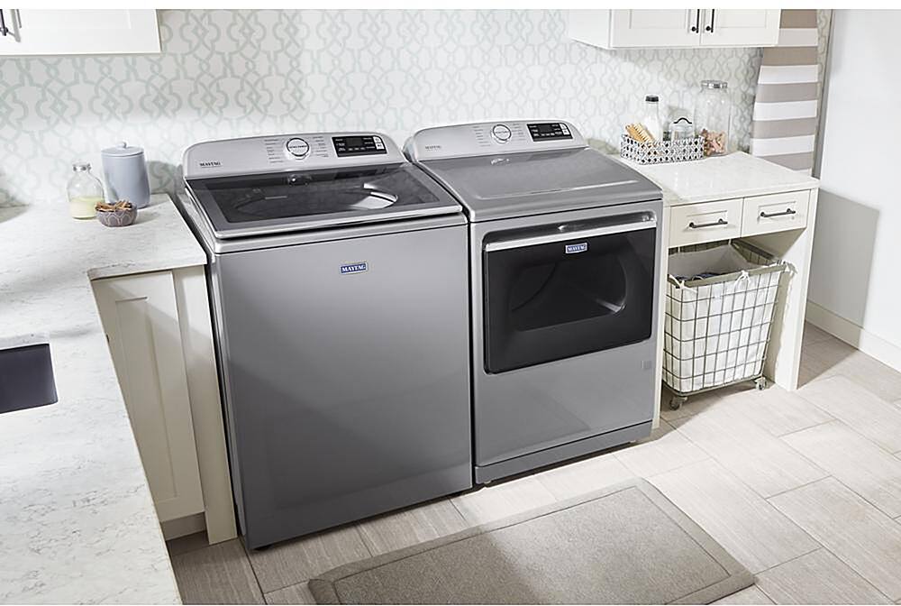 Alt View 21. Maytag - 5.2 Cu. Ft. High Efficiency Smart Top Load Washer with Extra Power Button - Metallic Slate.