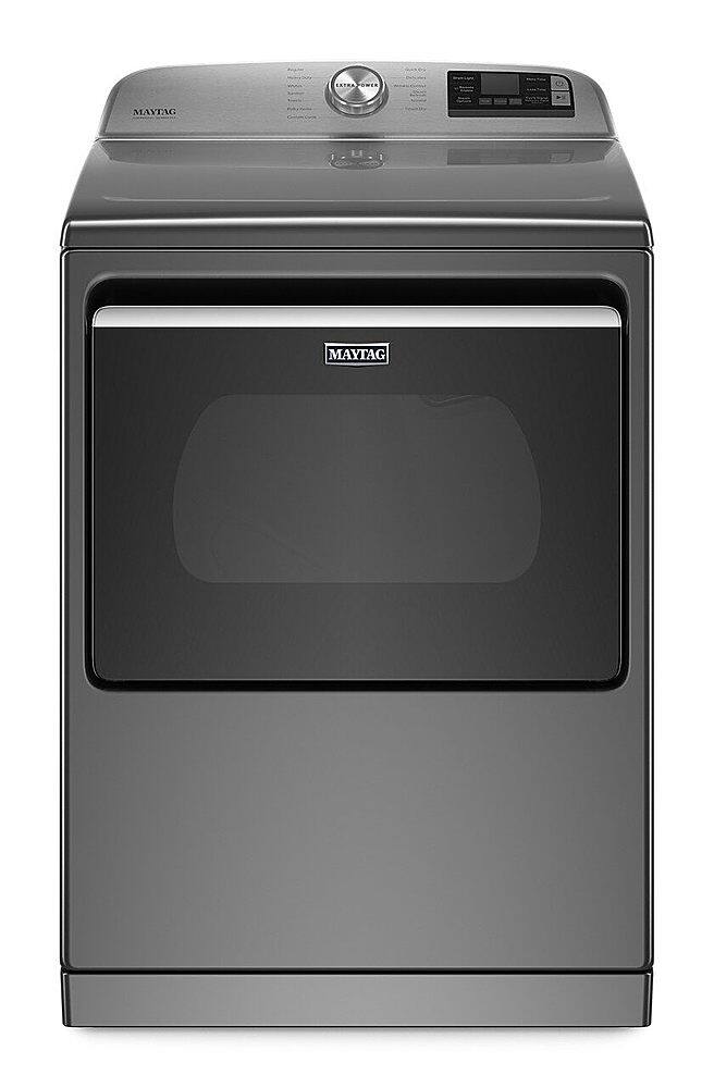Front. Maytag - 7.4 Cu. Ft. Smart Electric Dryer with Steam and Extra Power Button - Metallic Slate.