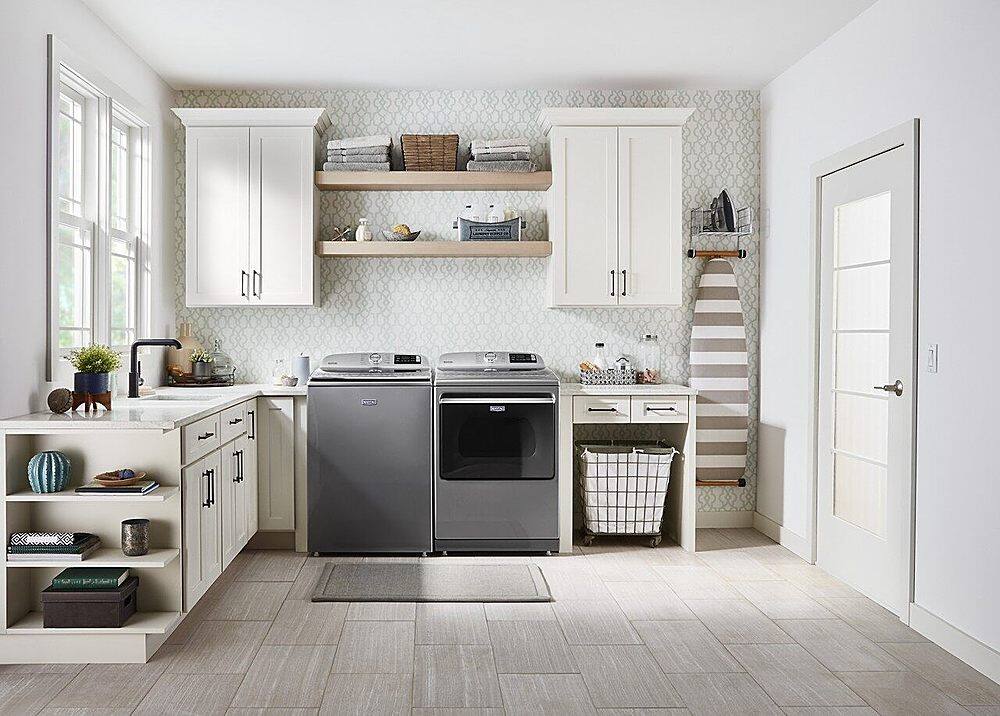 Alt View 19. Maytag - 7.4 Cu. Ft. Smart Electric Dryer with Steam and Extra Power Button - Metallic Slate.