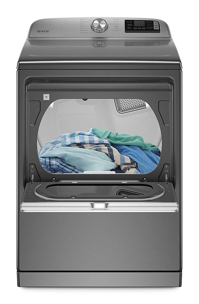 Alt View 3. Maytag - 7.4 Cu. Ft. Smart Electric Dryer with Steam and Extra Power Button - Metallic Slate.