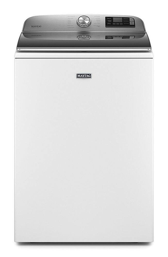 Front. Maytag - 5.2 Cu. Ft. High Efficiency Smart Top Load Washer with Extra Power Button - White.