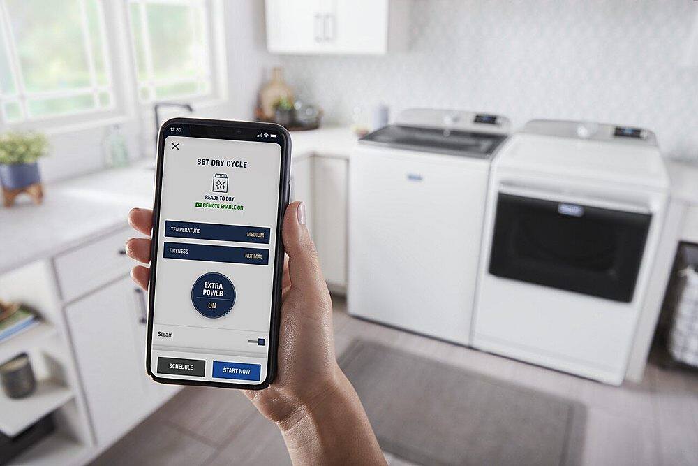 Alt View 15. Maytag - 7.4 Cu. Ft. Smart Electric Dryer with Steam and Extra Power Button - White.