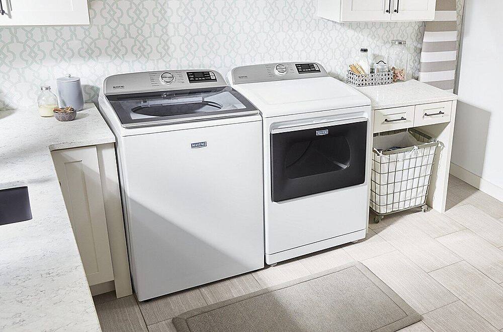 Alt View 21. Maytag - 7.4 Cu. Ft. Smart Electric Dryer with Steam and Extra Power Button - White.