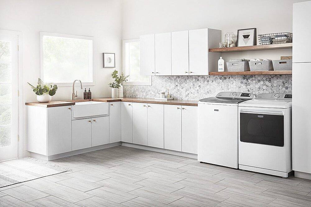 Alt View 22. Maytag - 7.4 Cu. Ft. Smart Electric Dryer with Steam and Extra Power Button - White.