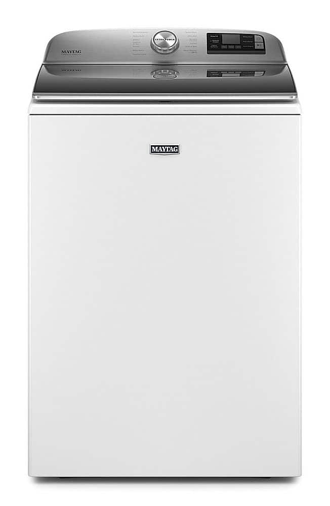 Maytag - 5.3 Cu. Ft. High Efficiency Smart Top Load Washer with Extra Power Button - White - Front_Zoom
