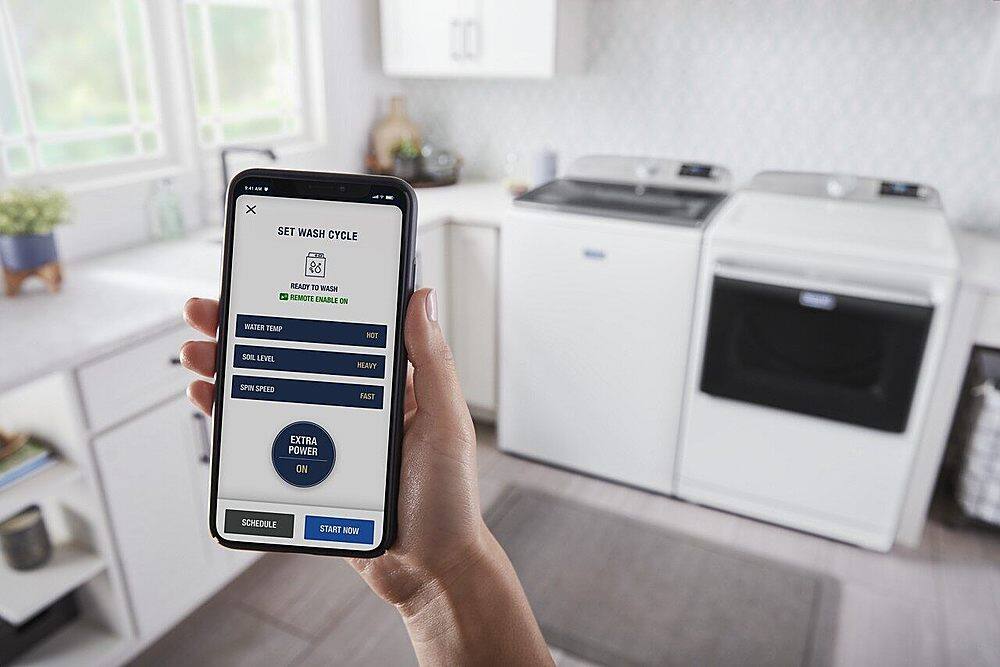 Alt View 19. Maytag - 5.3 Cu. Ft. High Efficiency Smart Top Load Washer with Extra Power Button - White.