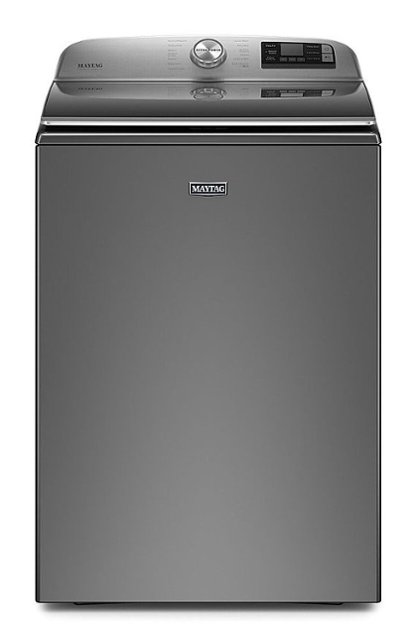 Front. Maytag - 5.3 Cu. Ft. High Efficiency Smart Top Load Washer with Extra Power Button - Metallic Slate.