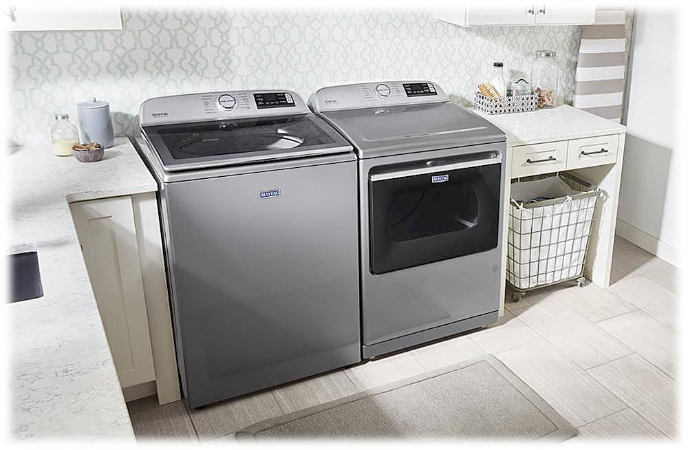 Alt View 22. Maytag - 5.3 Cu. Ft. High Efficiency Smart Top Load Washer with Extra Power Button - Metallic Slate.